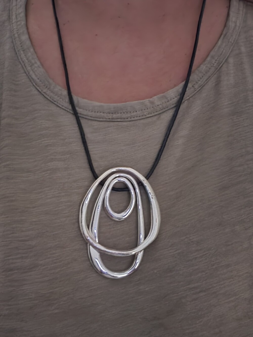 Chico's Silver Multi-Loop Abstract Pendant Necklace